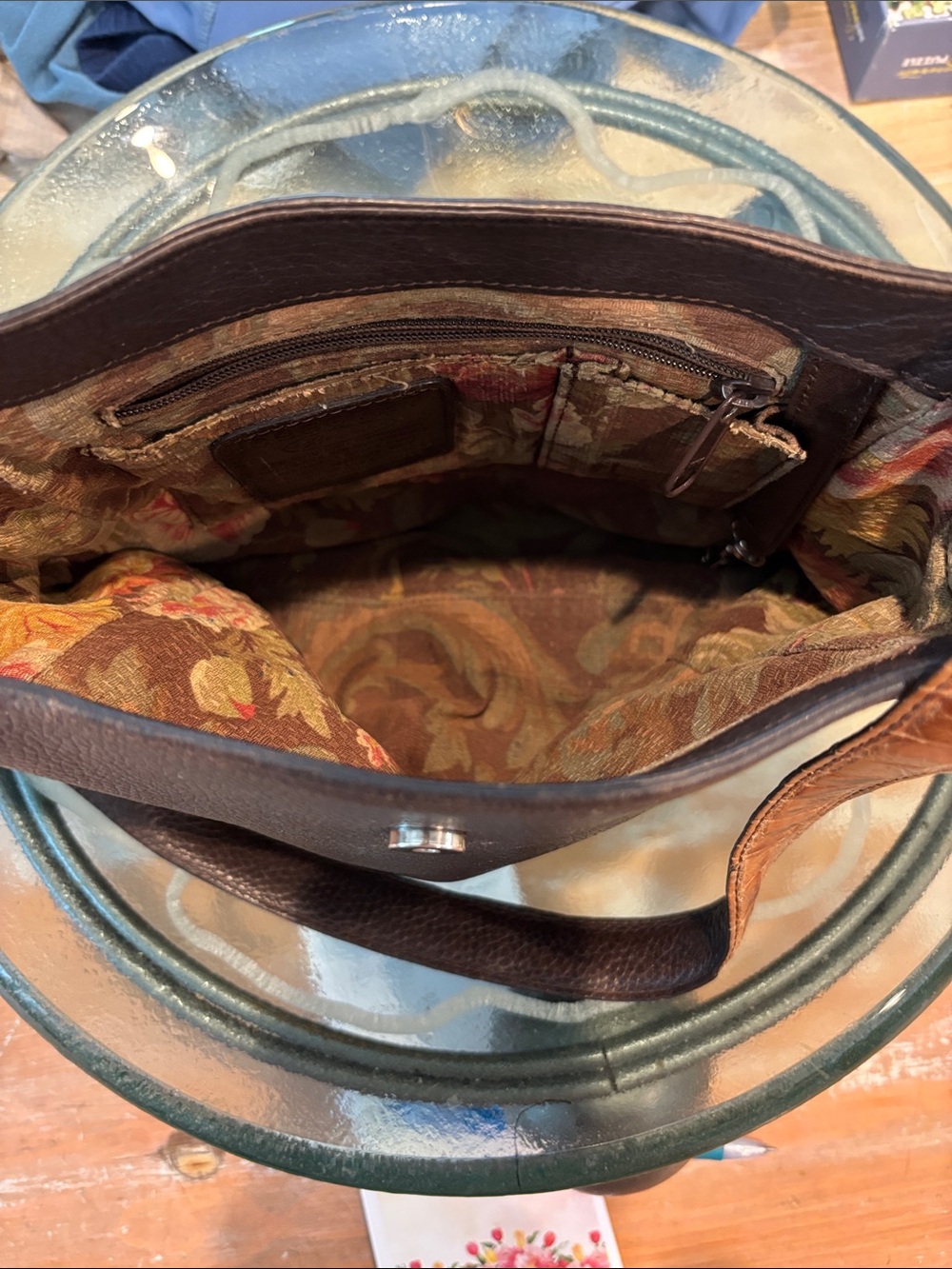 Women's Dark Brown Leather Shoulder Bag with Braided Accent - Picture 3 of 4